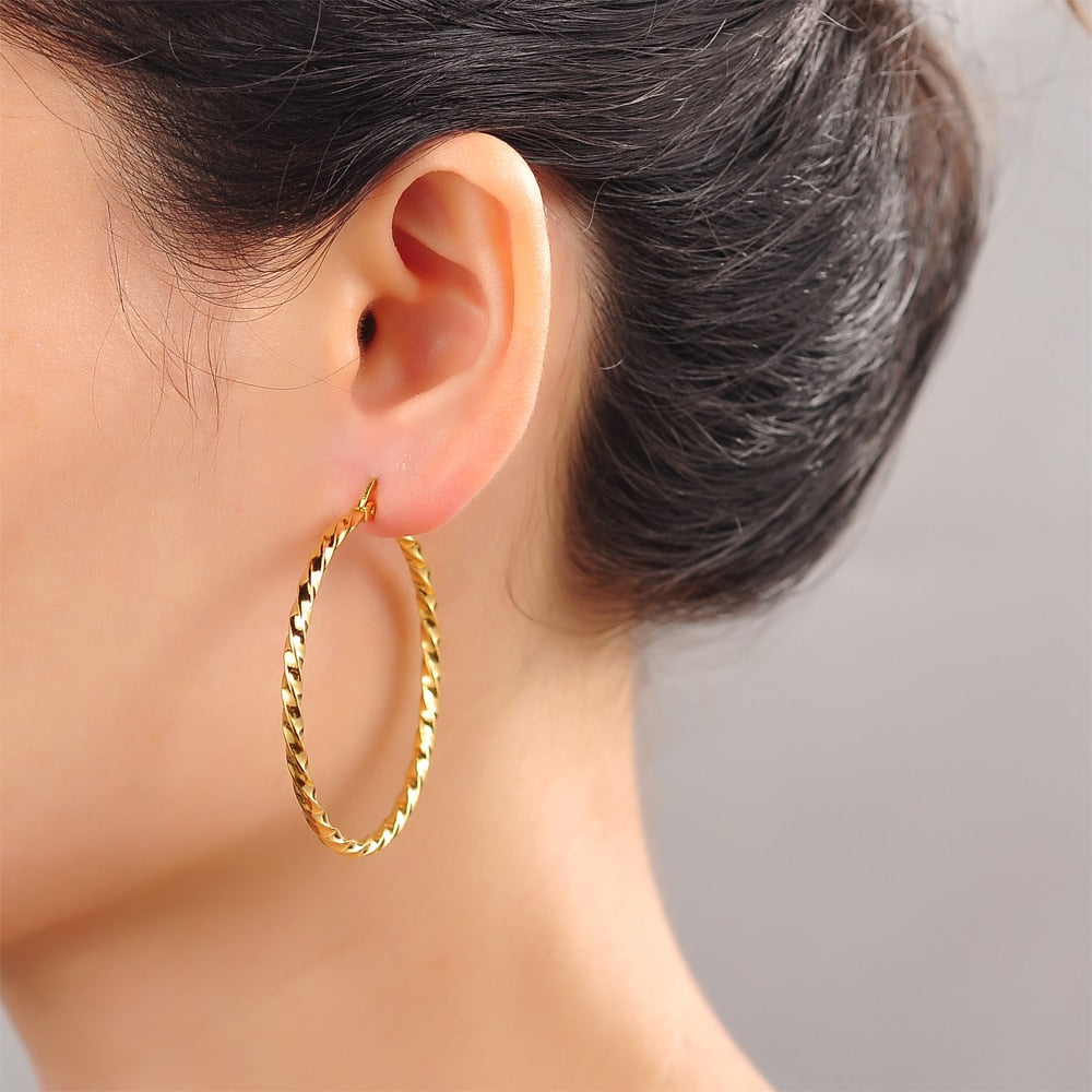 Round Circle Twisted Earring