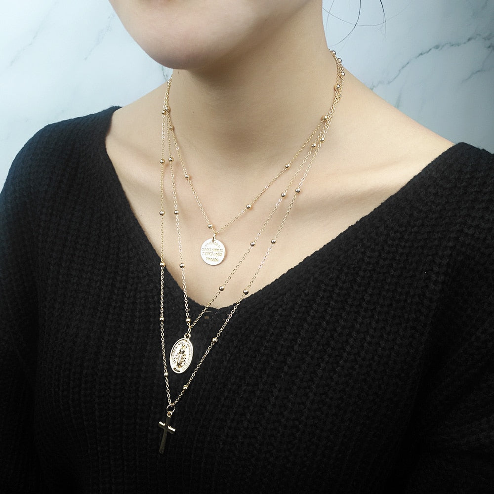 Cross Virgin Mary Necklace