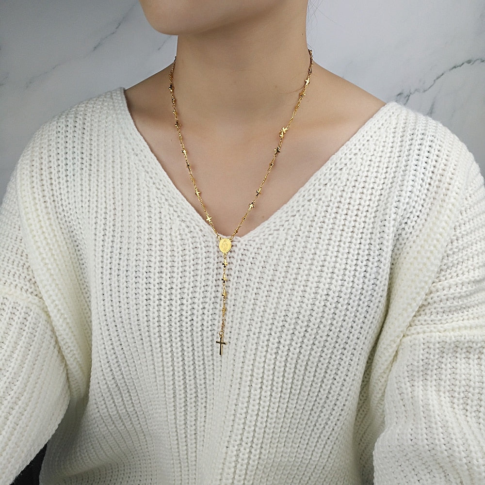 Cute Cross Virgin Mary Pendant Necklace