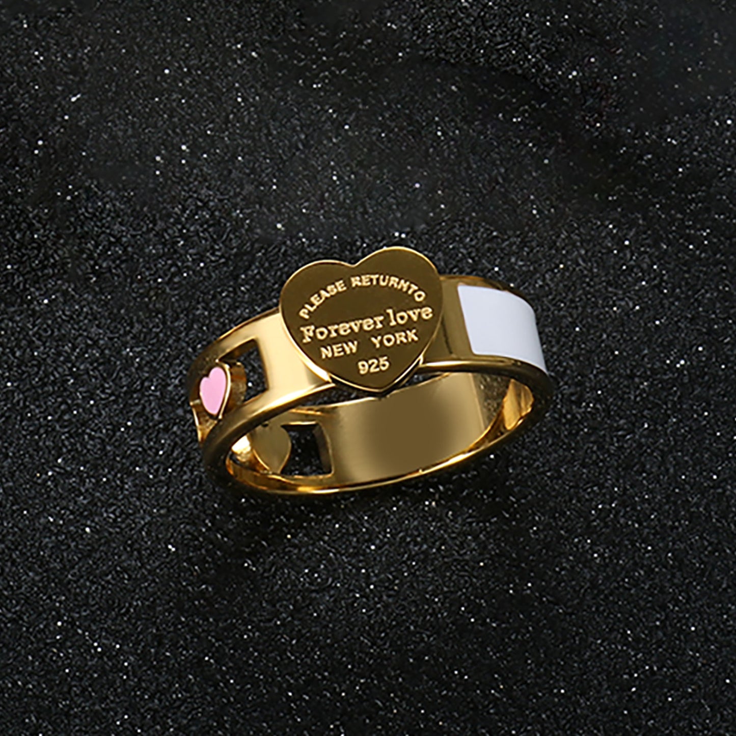 Hollow Colorful Enamel Heart Ring