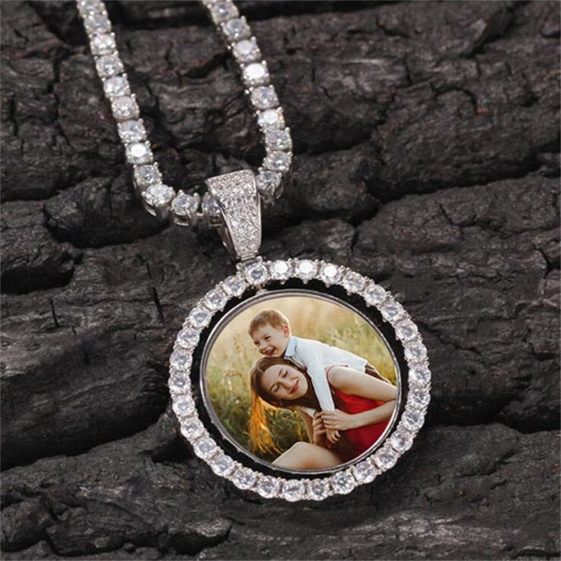 Cubic Zircon Photo Pendant Necklace