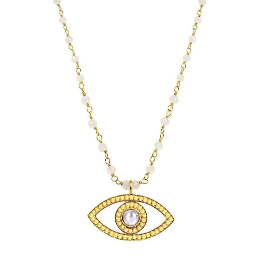 Nourishing Protection-Moonstone Evil Eye Pendant Necklace