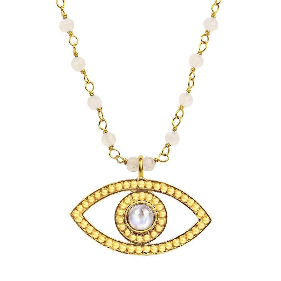 Nourishing Protection-Moonstone Evil Eye Pendant Necklace