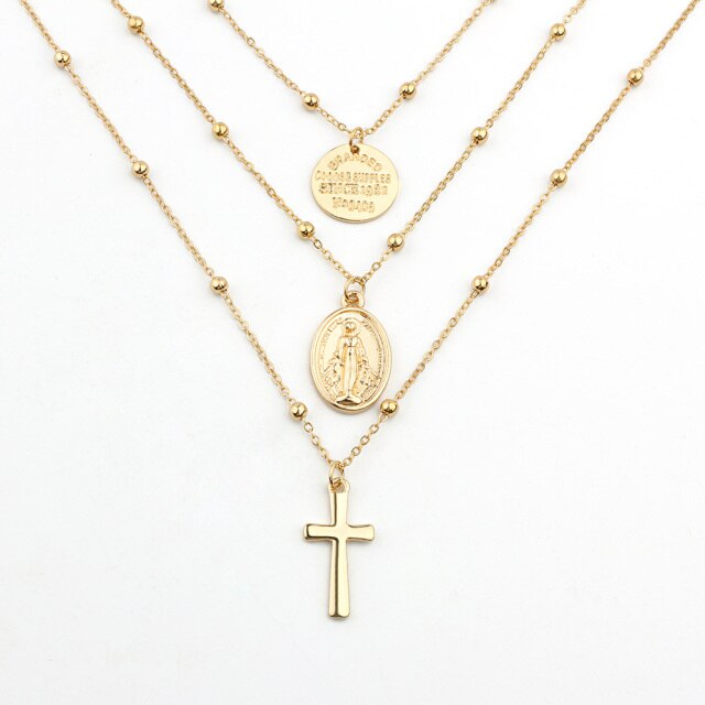 Cross Virgin Mary  Necklace