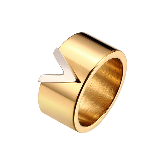 High Polished Gold V Shape Ring