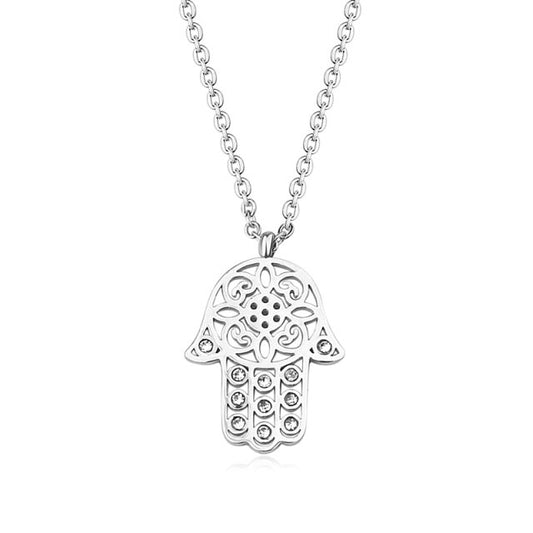 Hollow Hamsa Hand of Fatima Pendant Necklace