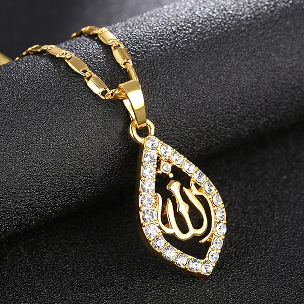 CZ Islamic Allah Pendant Necklace