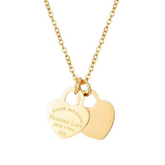 Double Heart Pendant Necklace