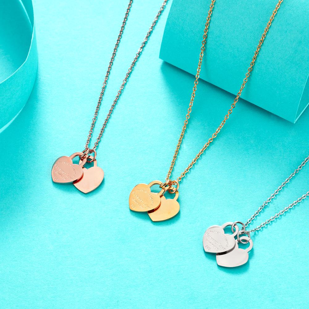 Double Heart Pendant Necklace