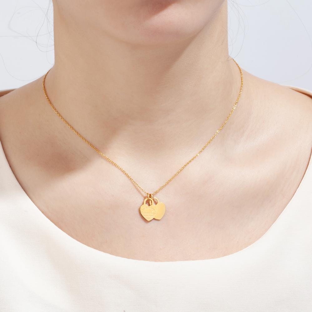 Double Heart Pendant Necklace