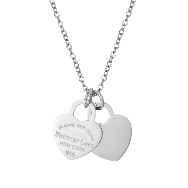 Double Heart Pendant Necklace