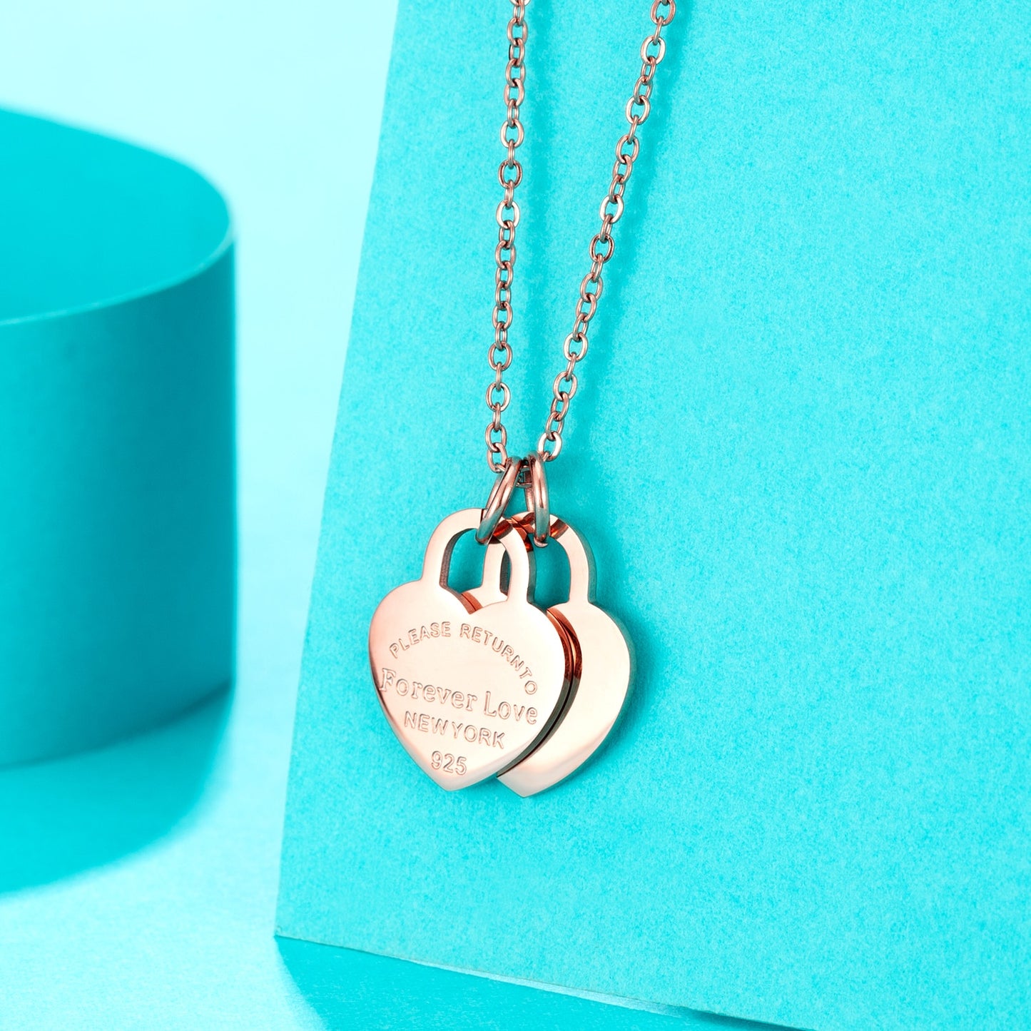 Double Heart Pendant Necklace