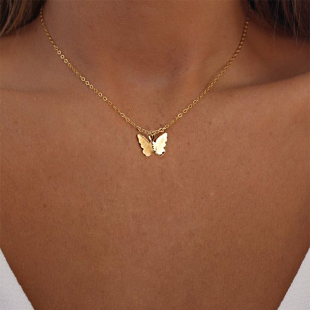 Multilayer Pendant Butterfly Necklace