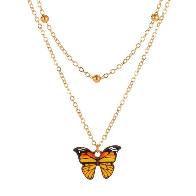 Multilayer Pendant Butterfly Necklace