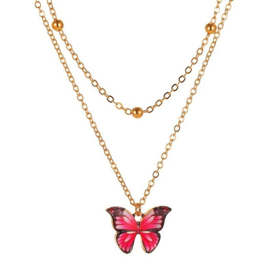 Multilayer Pendant Butterfly Necklace