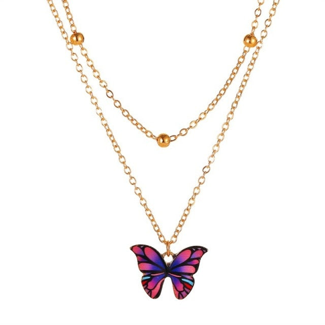 Multilayer Pendant Butterfly Necklace