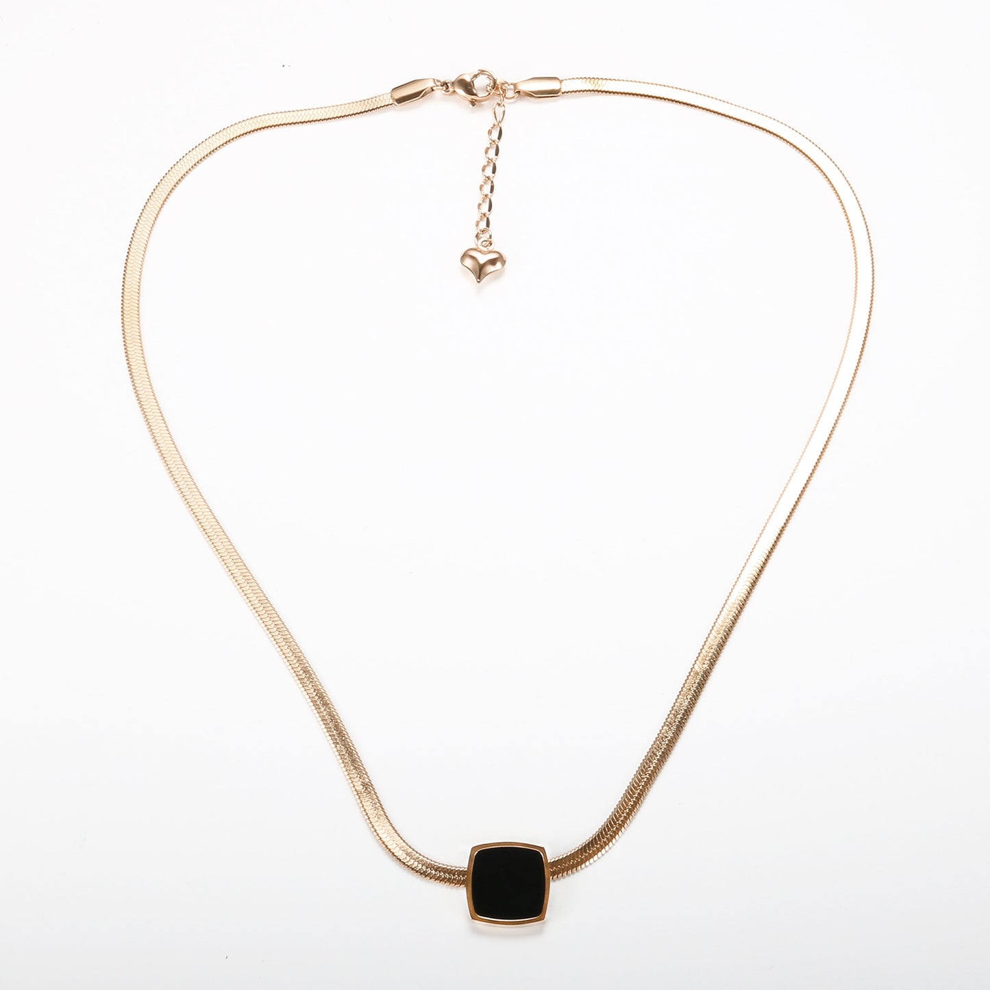 Black Square Pendant Snake Necklace