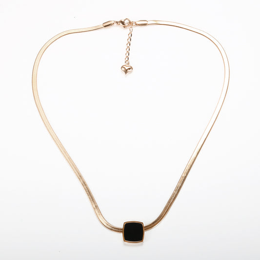 Black Square Pendant Snake Necklace