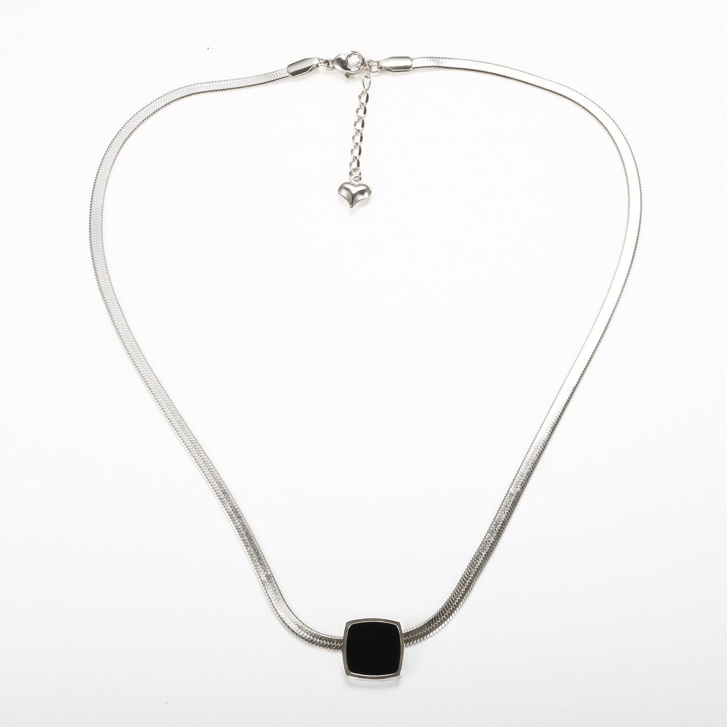 Black Square Pendant Snake Necklace