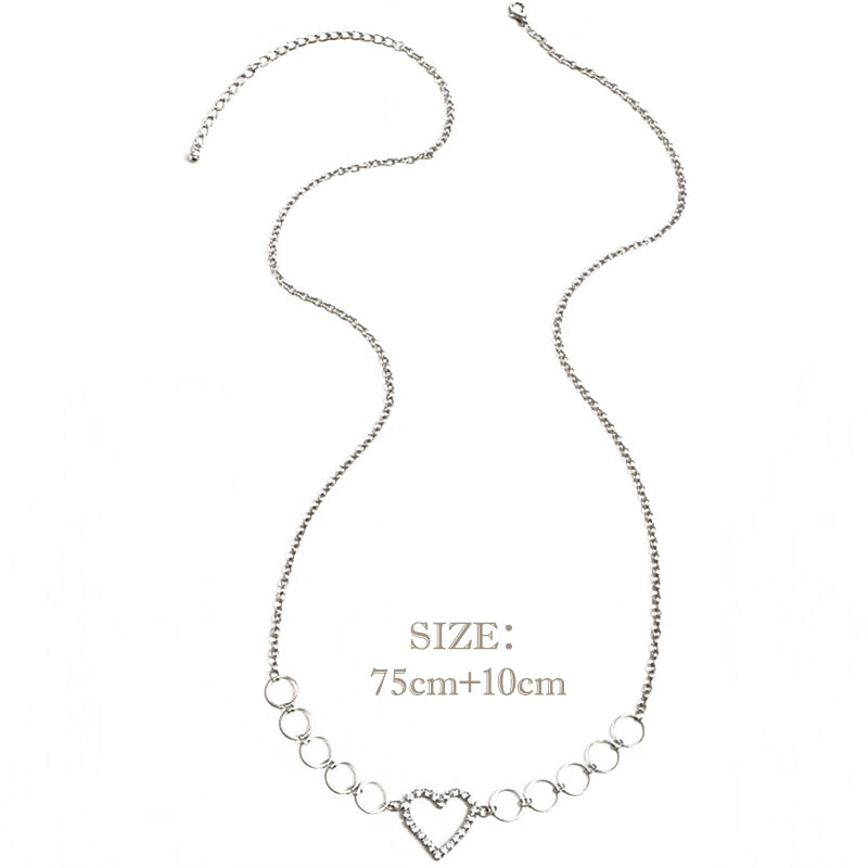 Rhinestone Heart Waist Chain