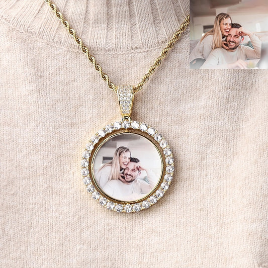 Cubic Zircon Photo Pendant Necklace