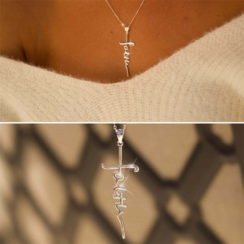 Custom Cross Name Necklace