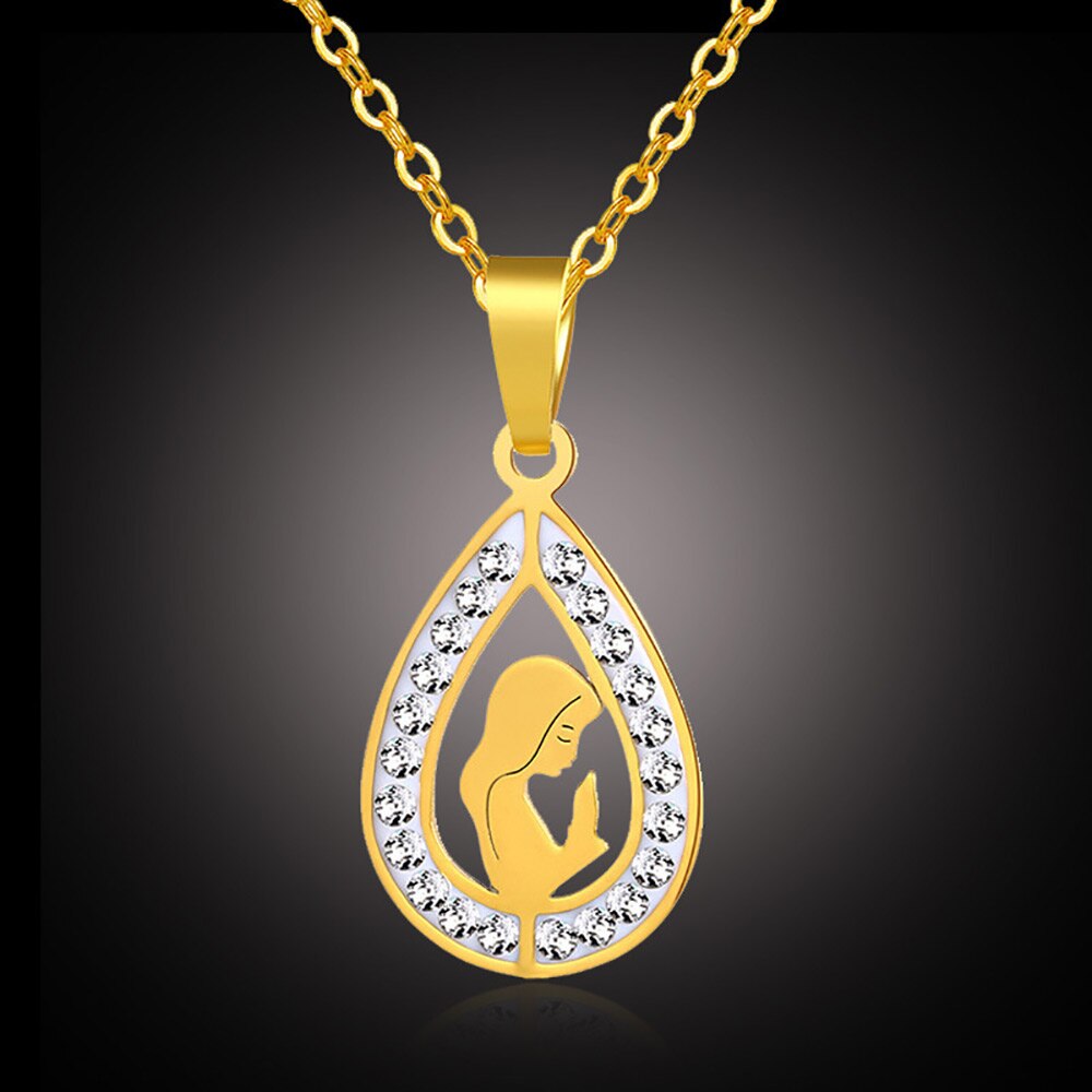 Virgin Mary Medal Water Drop Pendant