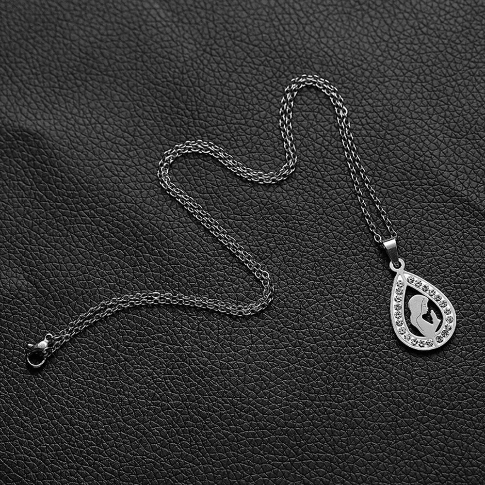 Virgin Mary Medal Water Drop Pendant