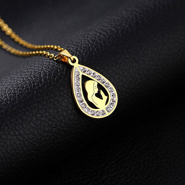 Virgin Mary Medal Water Drop Pendant