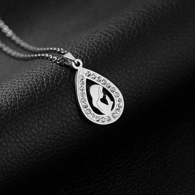 Virgin Mary Medal Water Drop Pendant