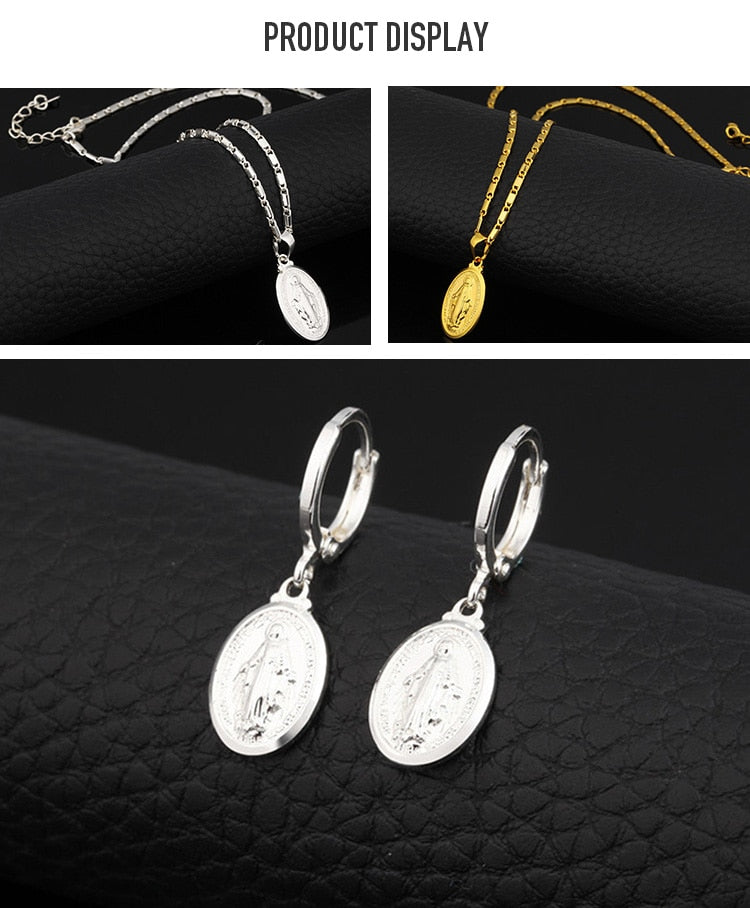 Virgin Mary Jewelry Set Necklace & Earrings Sets
