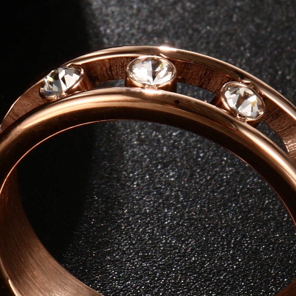 CZ Rhinestones Rose Gold Ring